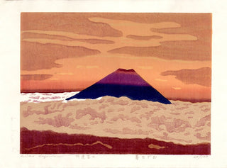Zonsondergang (Mount Fuji in een zee van wolken)