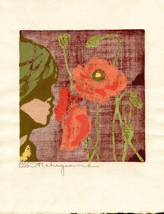 Jeune fille avec des coquelicots