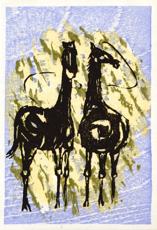 Horses Against blue background