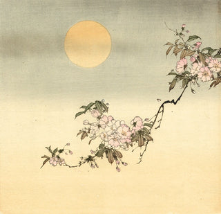 A twig of cherry blossom and the moon