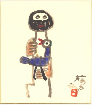 Mountaineer with bird in his hand