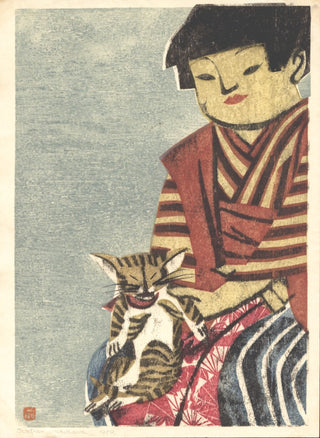 Young Girl with pussycat
