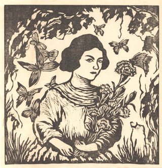 Woman and butterflies