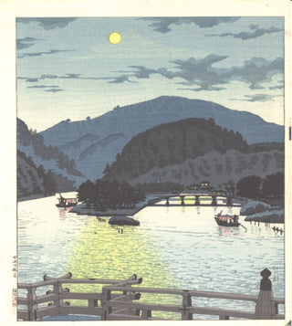 Autumn moon over Uji river (Kyoto)