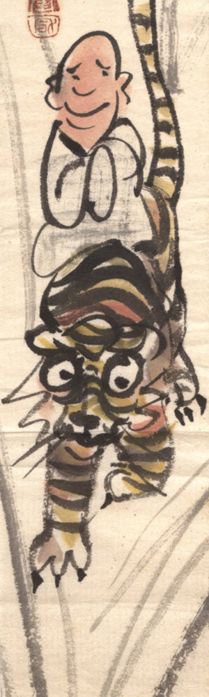 Sacerdote zen sobre un tigre