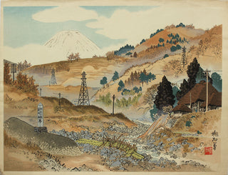 Le mont Fuji vu depuis la rivière Sakawa