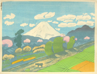 De berg Fuji in de wolken