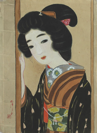 Girl standing between shoji