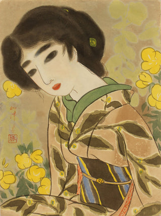 Girl with yellow flowers