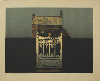Paysage avec porte blanche