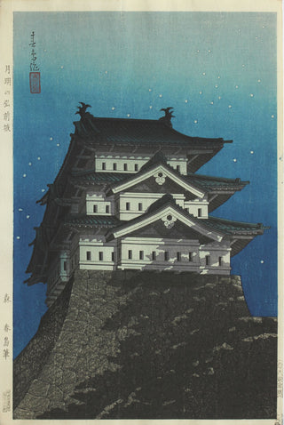Maanlicht boven kasteel Hirosaki