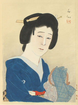 Nakamura Shikan VI (1917-2001) dans le rôle de l'épouse d'un chônin
