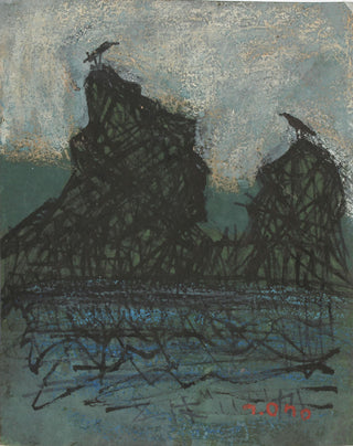 Birds on rocks rising from the sea