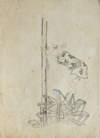 Man on waterwheel