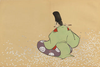 Flutist among cherry petals