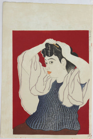 Woman Combing her hair