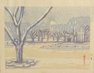 Tokyo National Museum in spring snow