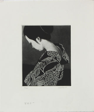 Girl in flower-patterned kimono