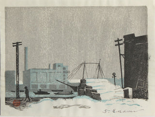 Riverbank of Akashi-cho in the snow