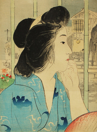 Young woman at a hot spring resort