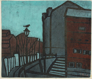 Brug en straatlantaarn