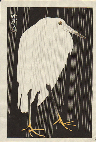 Héron sous la pluie