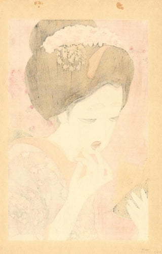 March: Applying lipstick