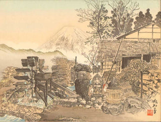 Le mont Fuji et les chalets ruraux d'Onuma