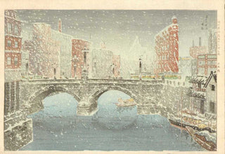 Le pont Nihonbashi sous la neige
