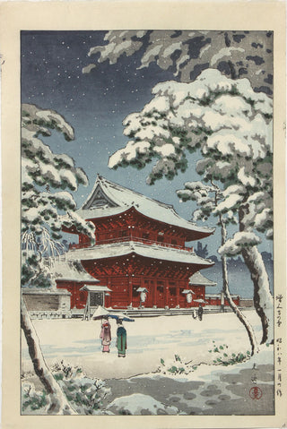 Le temple Zojoji sous la neige