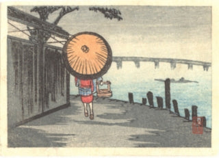 Miniature Print of a woman walking