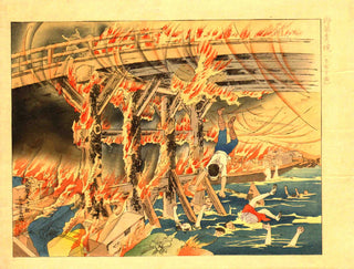 Fire on the bridge around Honjo district