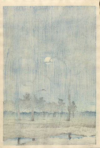 Winter moon over Toyoma Plain