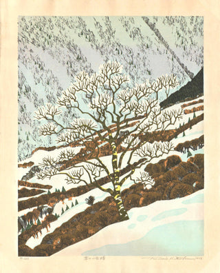 Yukiyama no takekaba 雪山の岳樺 Bouleau dans les montagnes enneigées