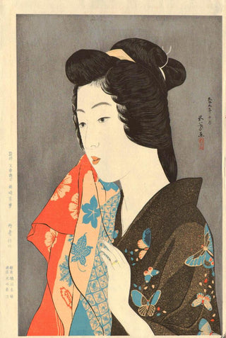 Woman with hand towel