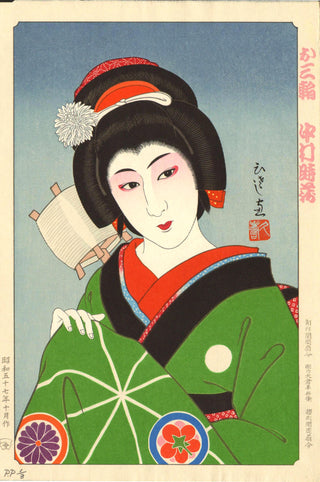 Nakamura Tokizo V dans le rôle d'Omiwa dans la pièce Husband-and-Wife Mountains : An Exemplary Tale of Womanly Virtue (Imoseyama onna Teikin)
